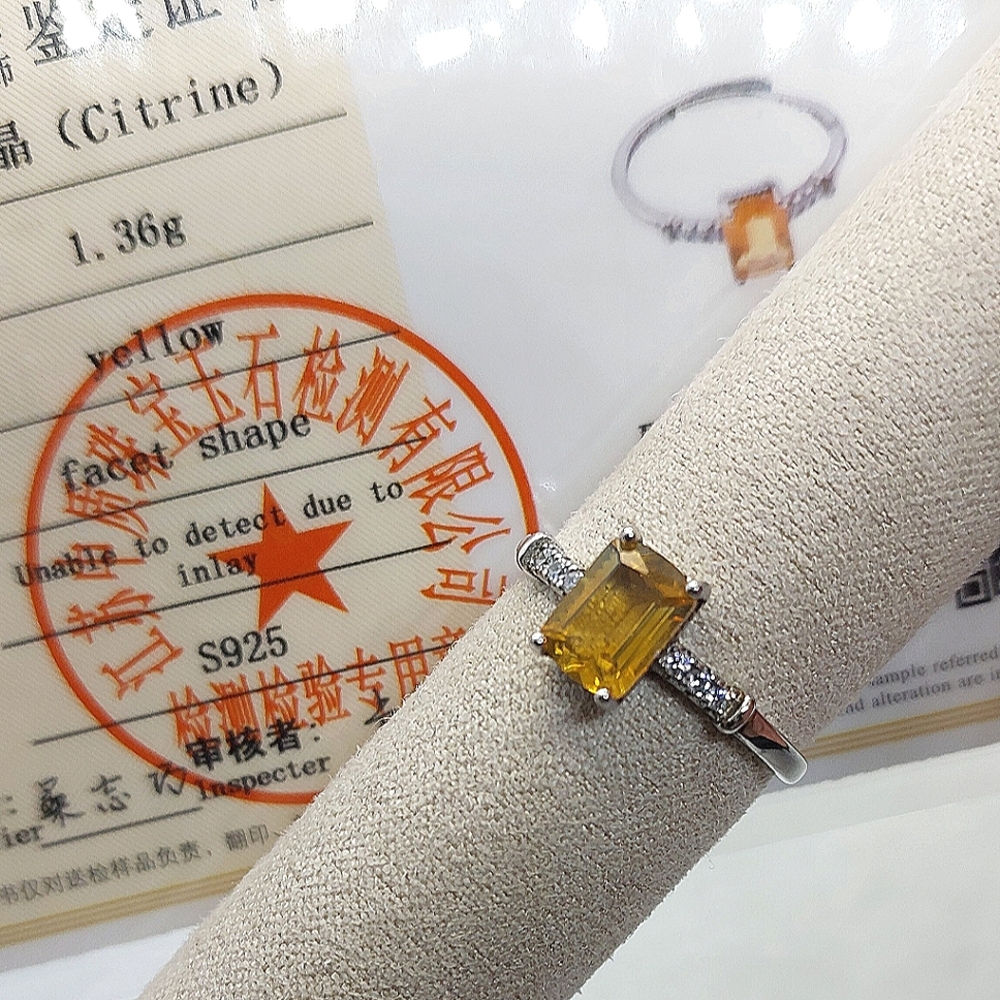 1ct Whiskey Citrine Emerald Cut Ring In Sterling Silver - Picture 2 of 2
